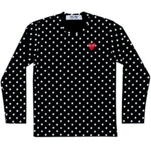 Comme Des Garcons Play Long Sleeved Polka Dot Crew Neck Top, L